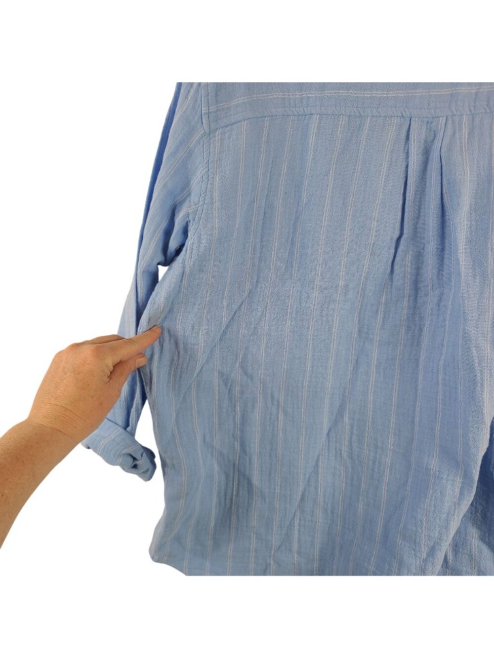 Little Moon - Aritzia Blue Long Sleeve Button Up - Picture 9 of 10